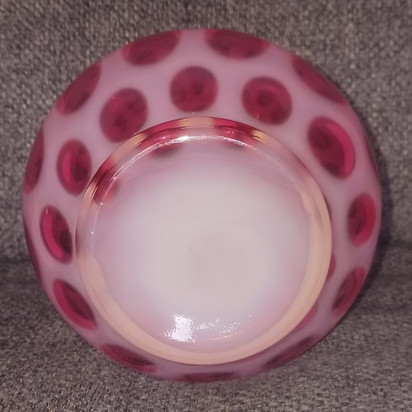 Fenton Cranberry Opalescent Coin Spot Vase - Picture 4 of 5